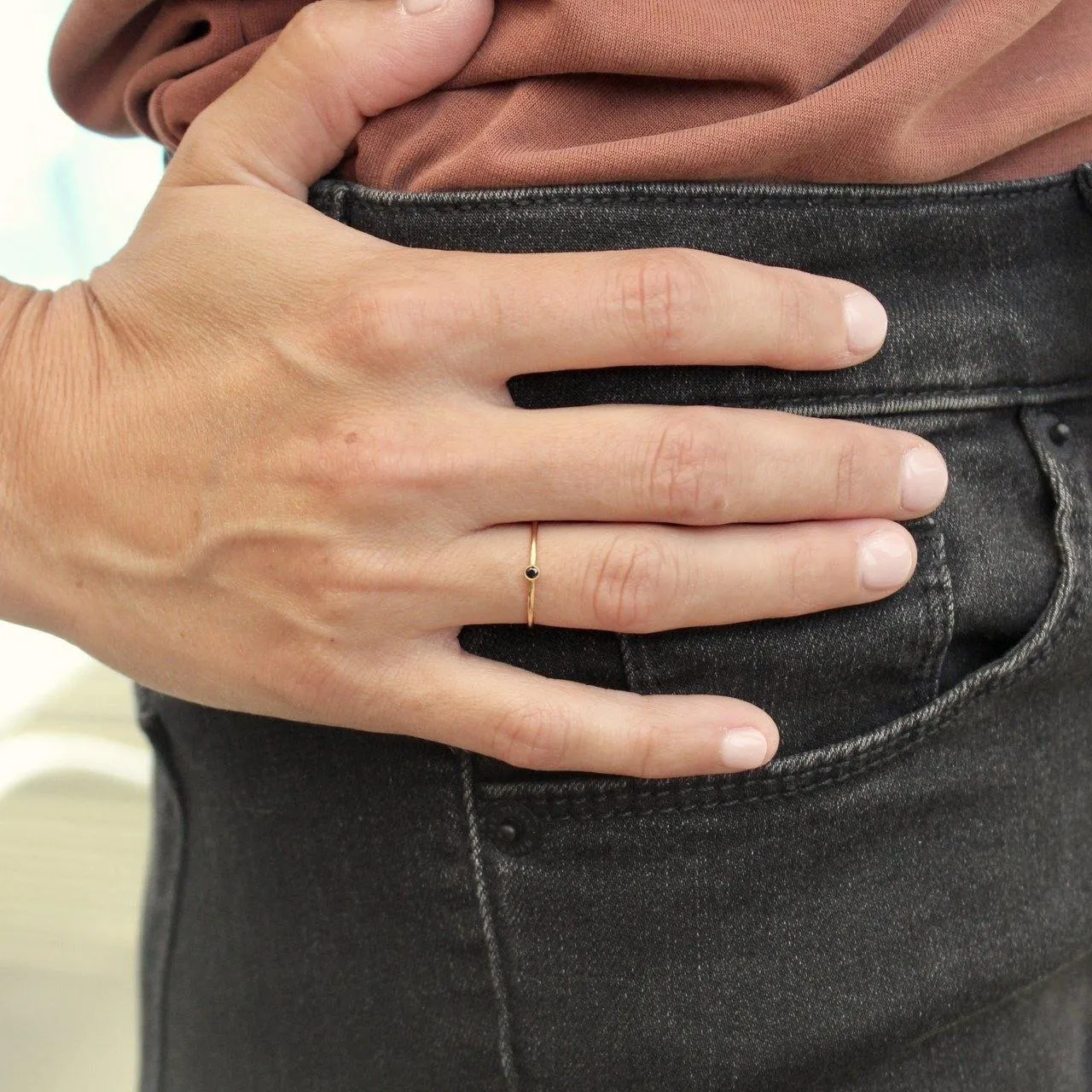 black gemstone ring