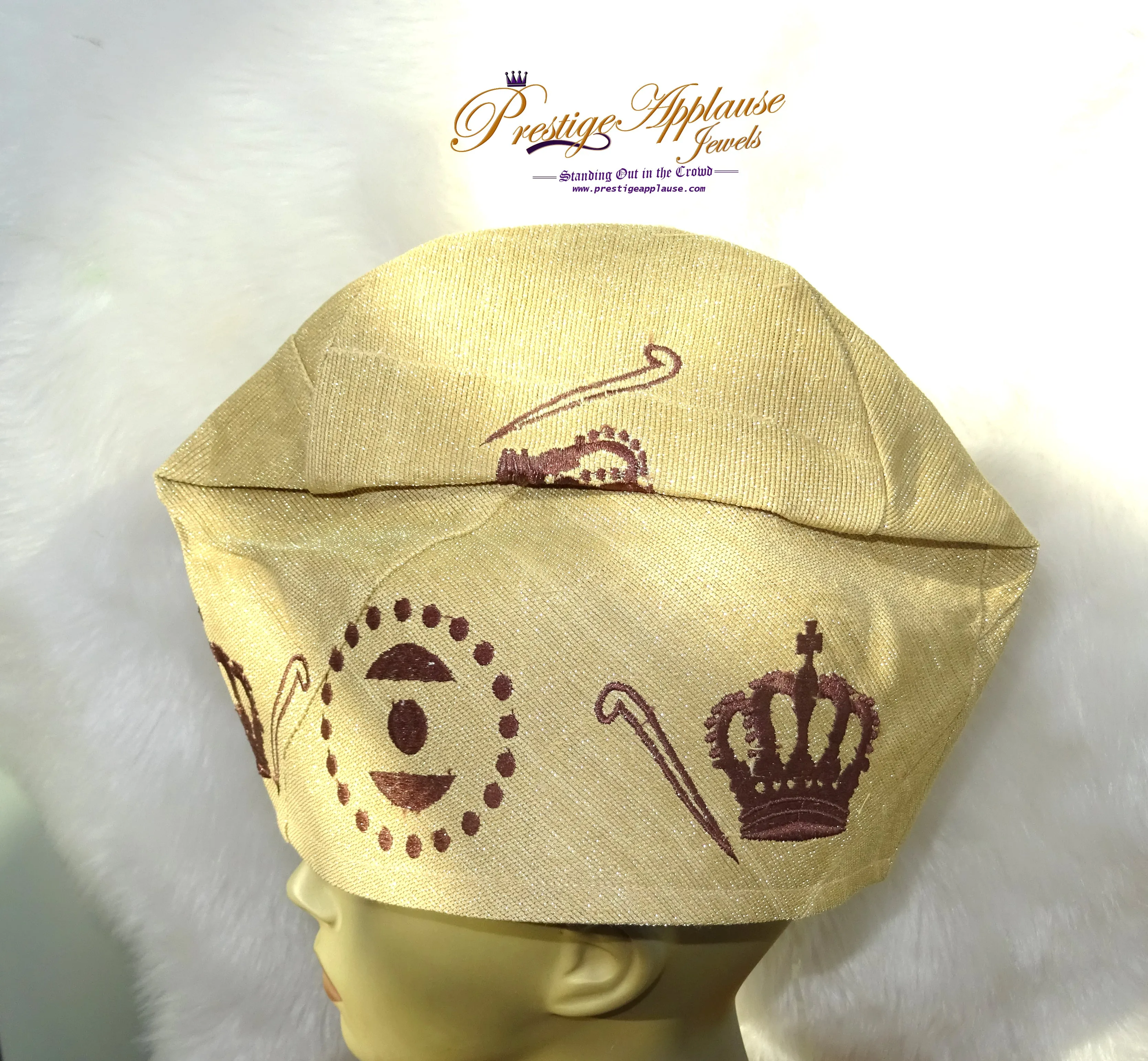Black Gold Velvet Latest Design Crown Royal Ade Style Cheiftancy Men Fila Cap