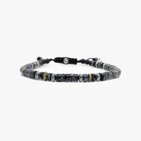Black Sea Sediment Heishi Gemstone Brass Men's Bracelet - Medium