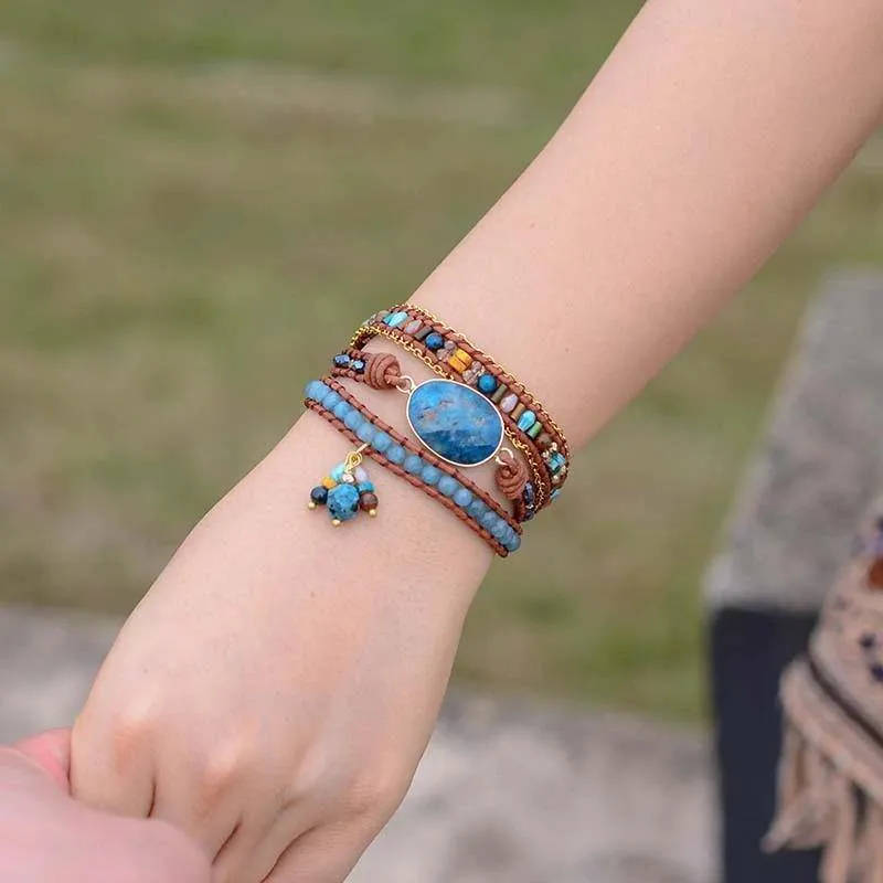 Blue Apatite Wrap Bracelet