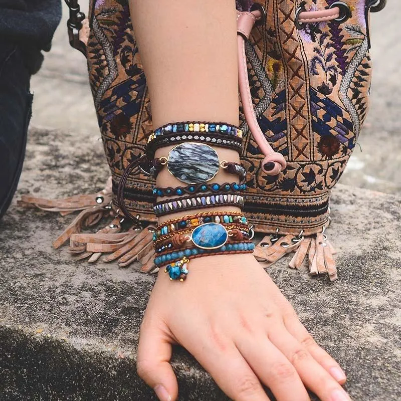 Blue Apatite Wrap Bracelet