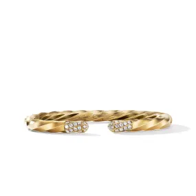 Cable Edge Bracelet in Recycled 18K Yellow Gold with Pave Diamonds