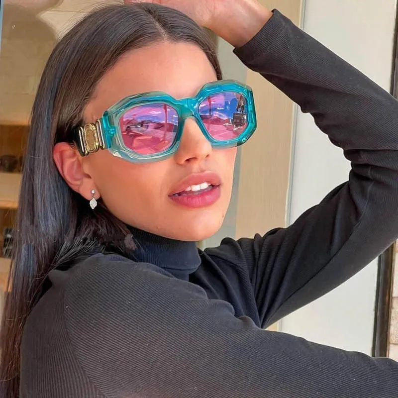 Celebrity Luxury Women Large Square Sunglasses Oversized Shades Eyewear Female Blue Pink Sun Glasses Men oculos
