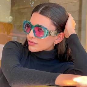 Celebrity Luxury Women Large Square Sunglasses Oversized Shades Eyewear Female Blue Pink Sun Glasses Men oculos