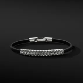 Chevron Black Leather ID Bracelet