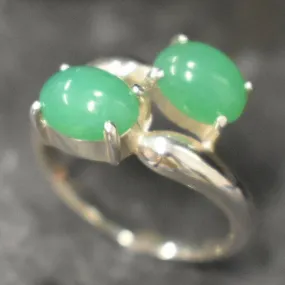 Chrysoprase Ring - Green Bypass Ring - Two Stone Ring