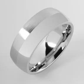 Cobalt Half Brushed/Half High Polish Finished Oval Wedding Ring 8mm