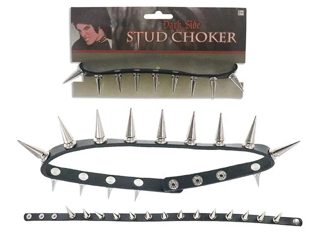 Collier choker ajustable avec pics 15,75 po