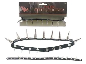 Collier choker ajustable avec pics 15,75 po
