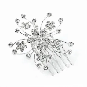 Crystal Flower Spray Hair Comb