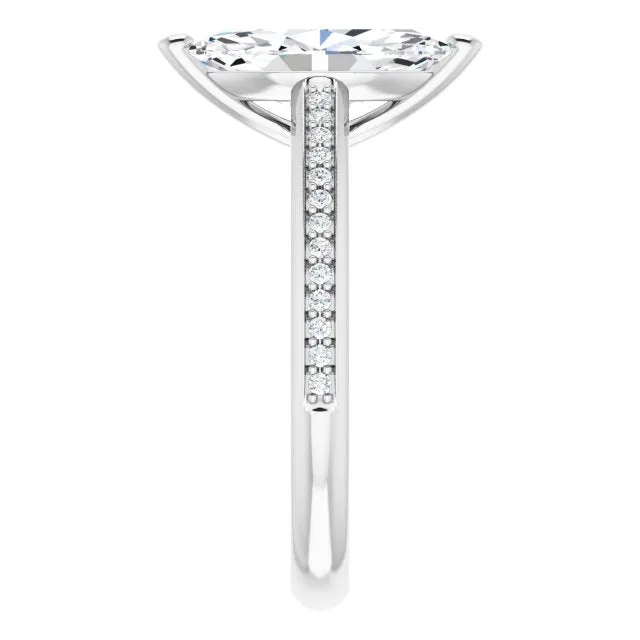 Cubic Zirconia Engagement Ring- The Ahimsa (Customizable Cathedral-set Marquise Cut Style with Shared Prong Band)
