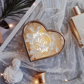 Custom Glass Heart-Shaped Jewelry Box or Wedding Ring  Box