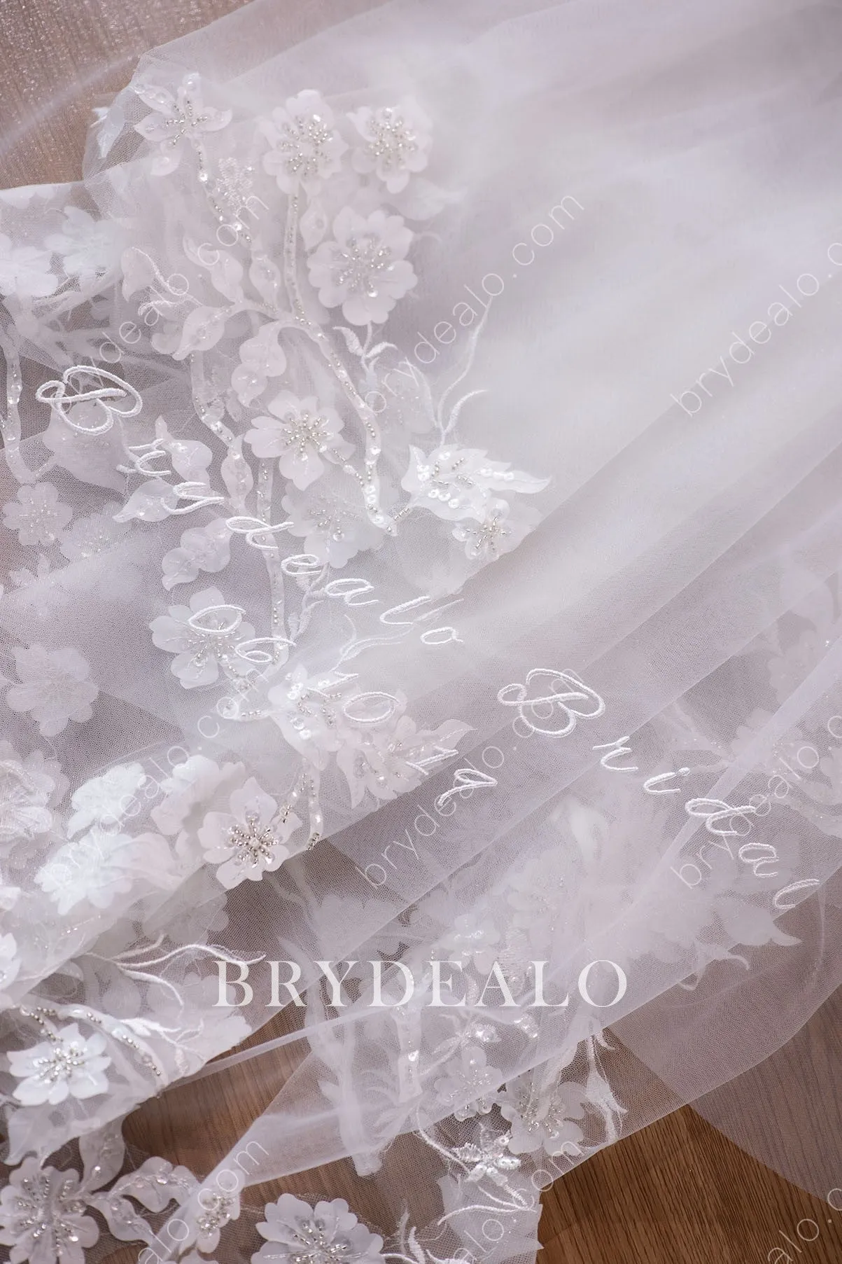 Custom Wedding Veil with Embroidered Letters