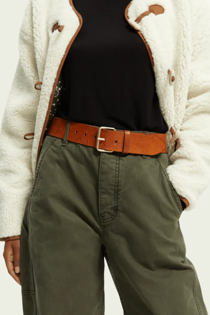 Debossed Leather Belt