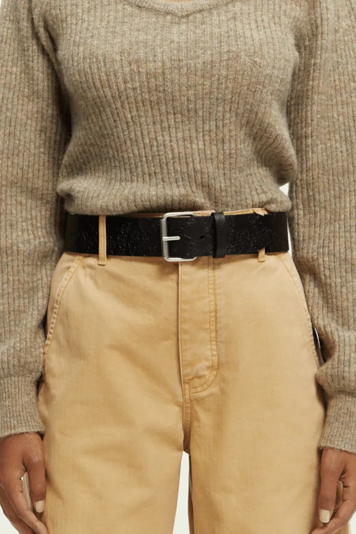 Debossed Leather Belt