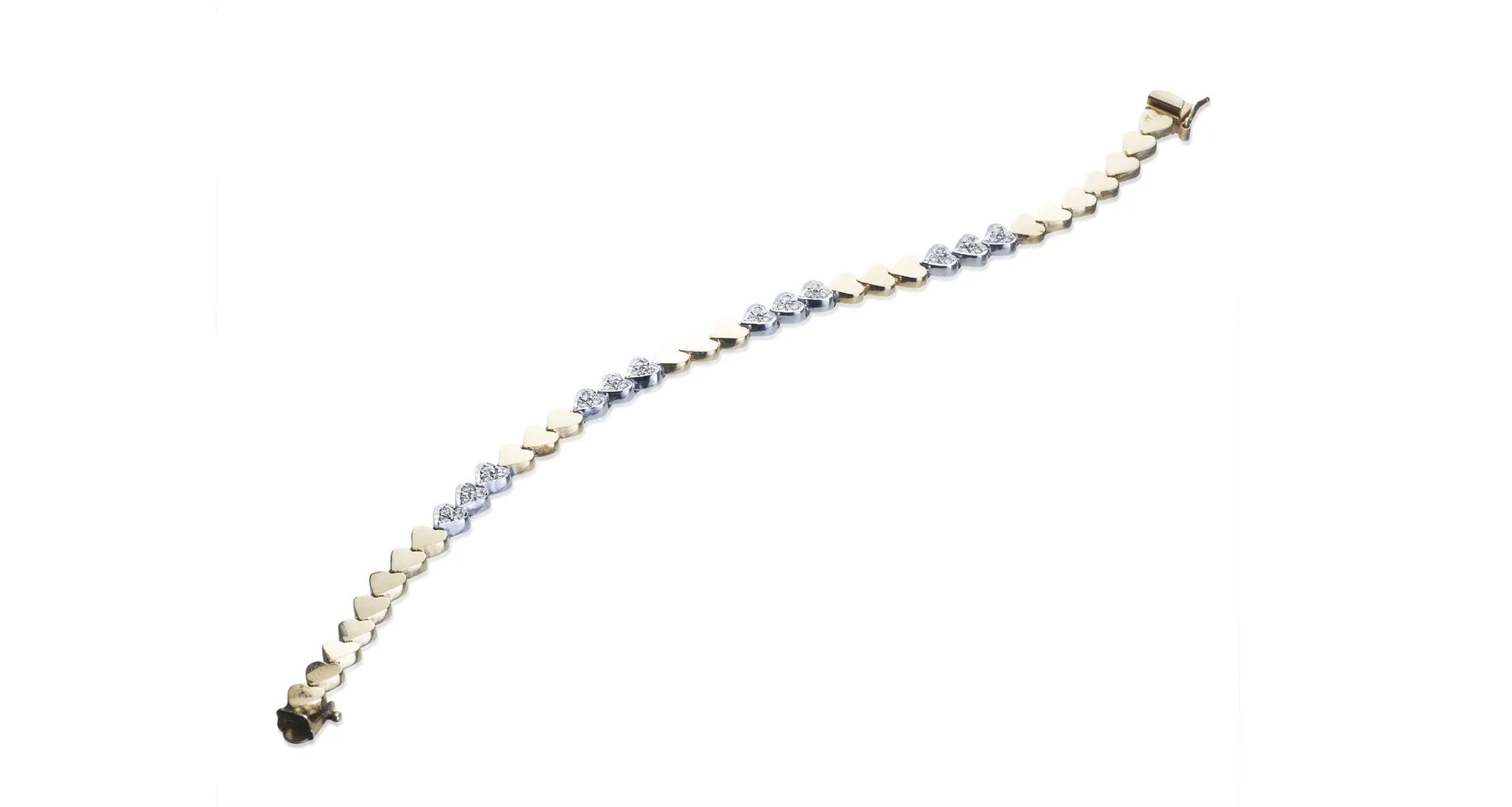 Diamond & Two-Toned Gold Heart Bracelet