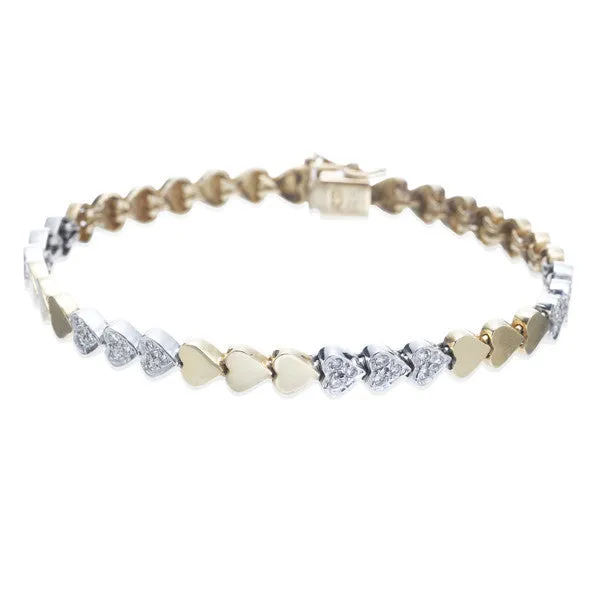 Diamond & Two-Toned Gold Heart Bracelet