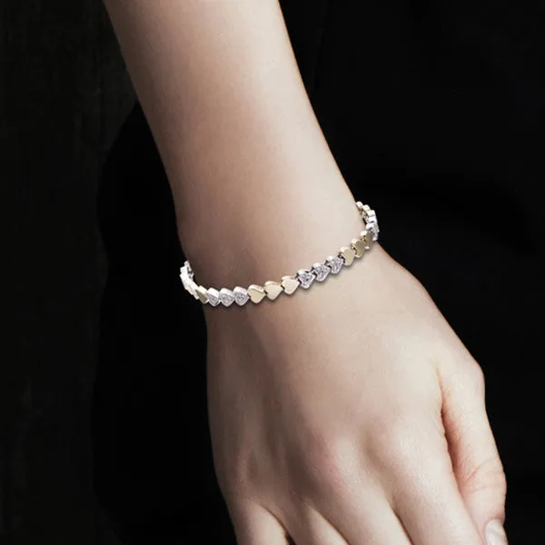 Diamond & Two-Toned Gold Heart Bracelet