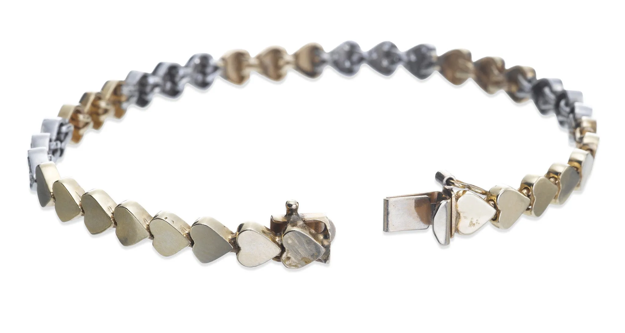 Diamond & Two-Toned Gold Heart Bracelet