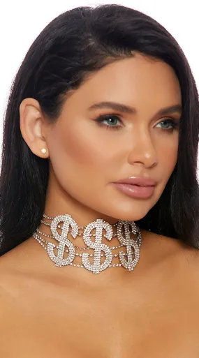 Dollar Sign Rhinestone Choker