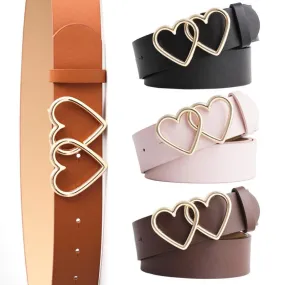 Double Heart Buckle Belt