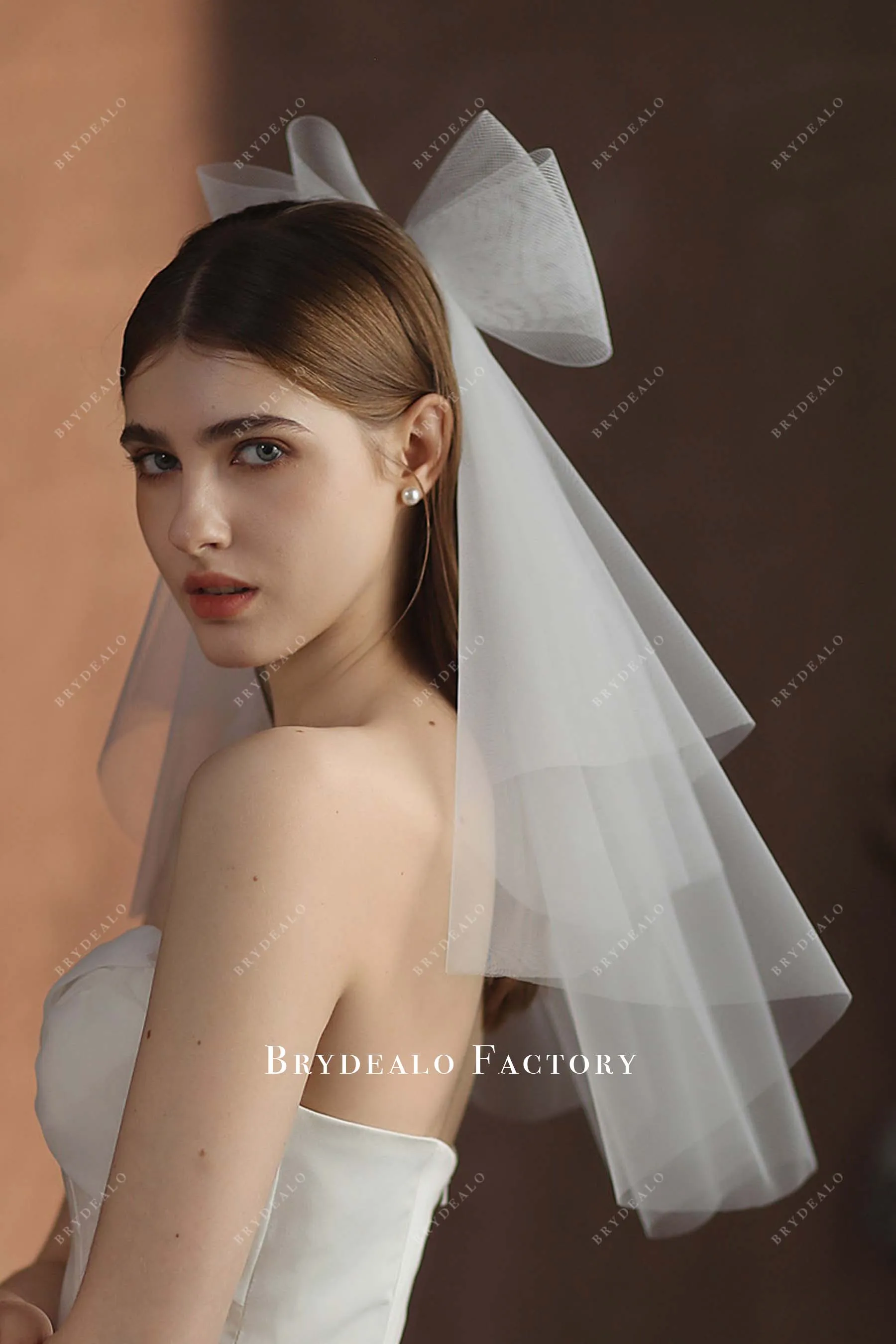 Double Layer Pretty Tulle Bow Veil Online