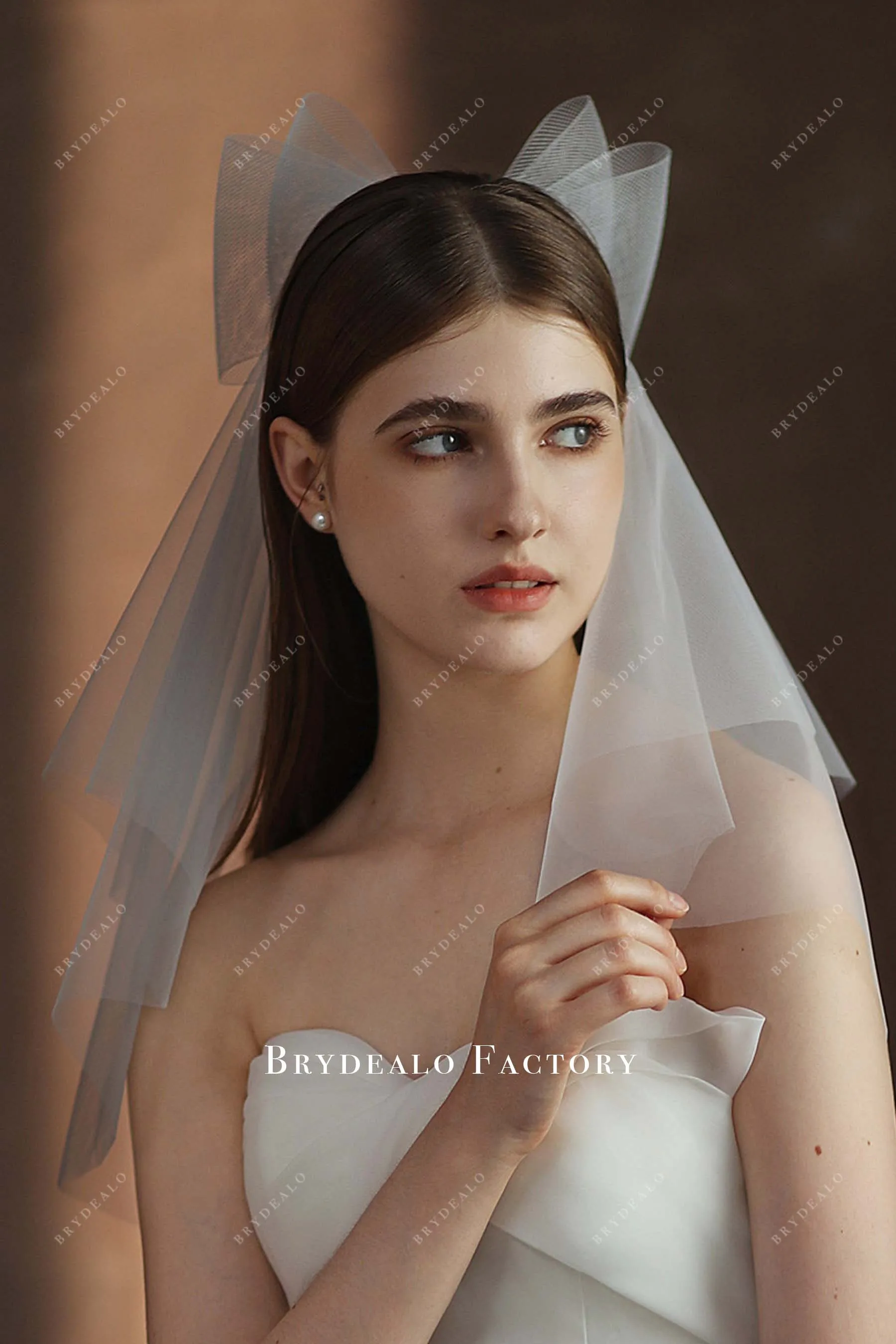 Double Layer Pretty Tulle Bow Veil Online