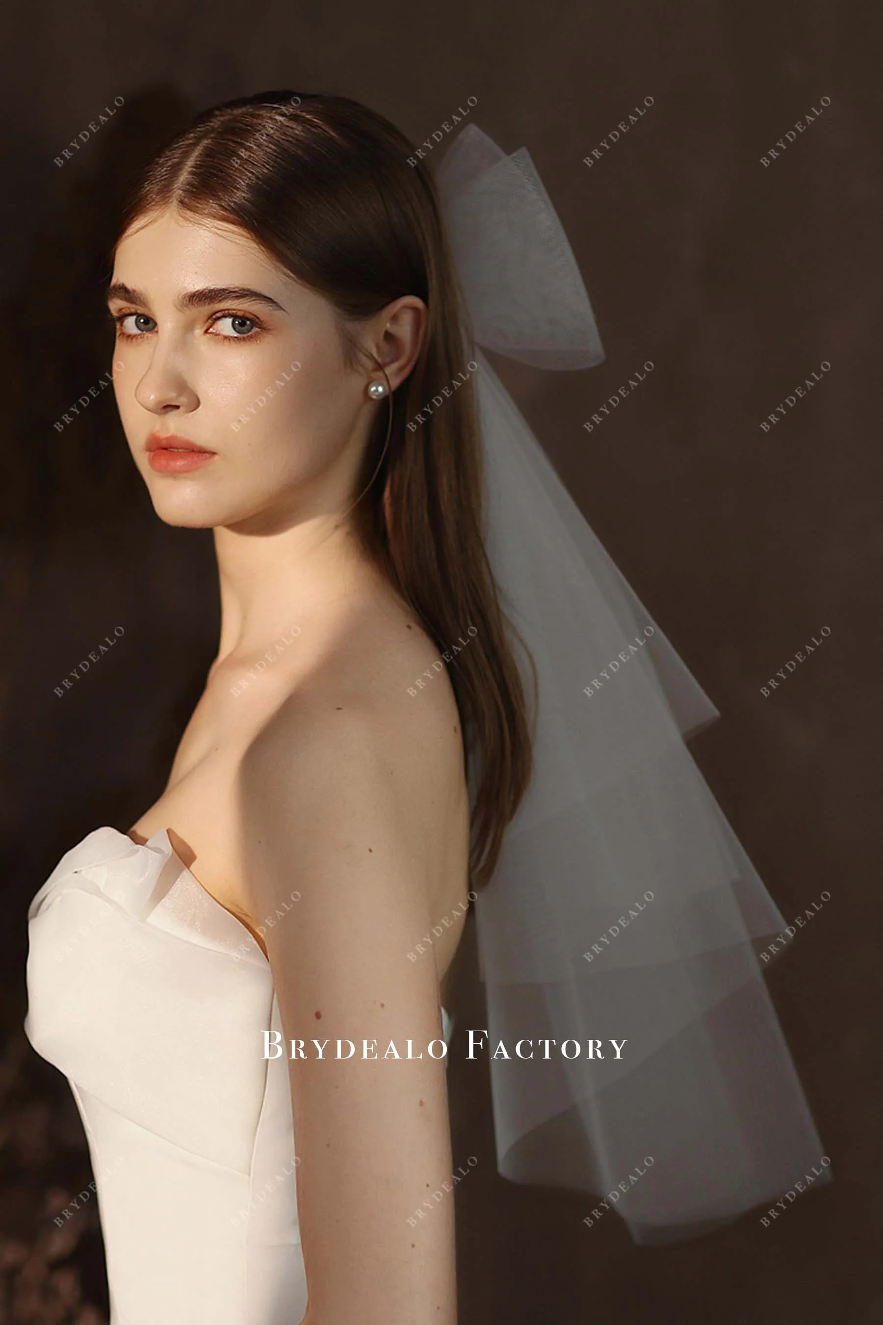 Double Layer Pretty Tulle Bow Veil Online
