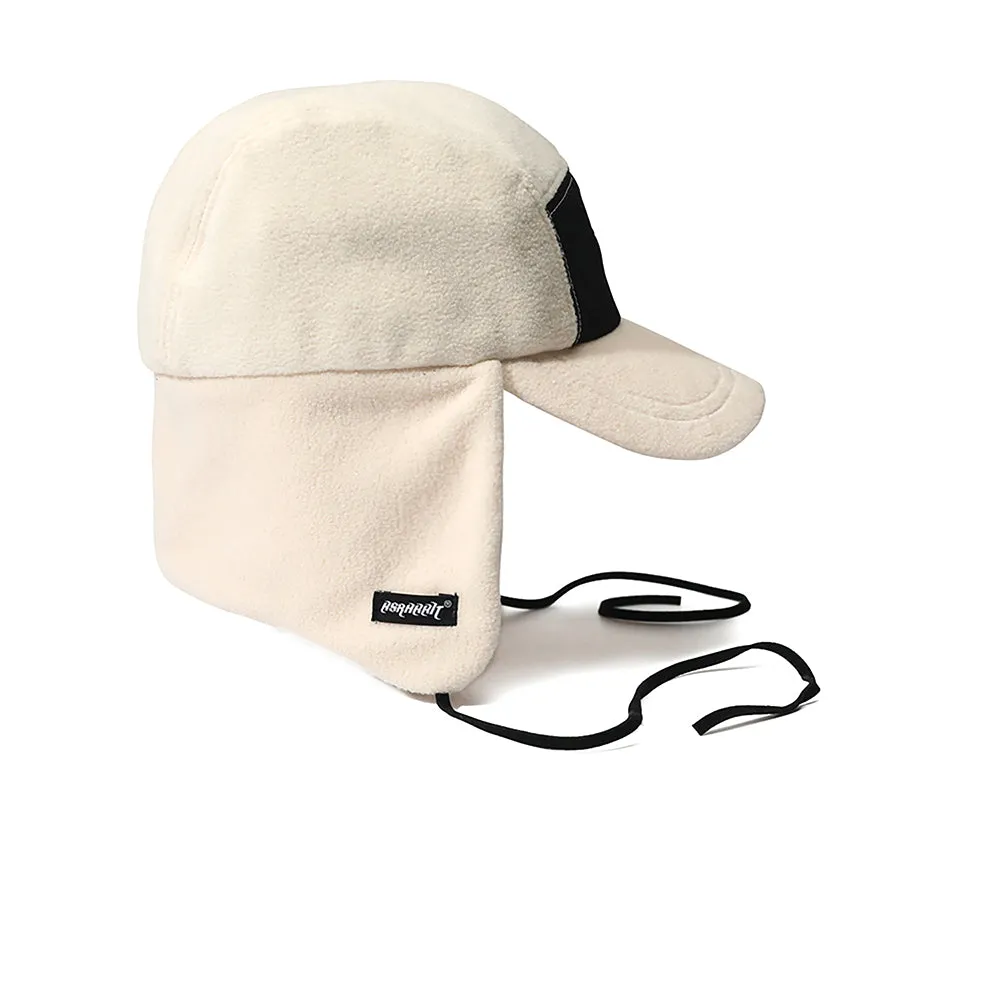 EARFLAP 5 PANEL FLEECE HAT IVORY