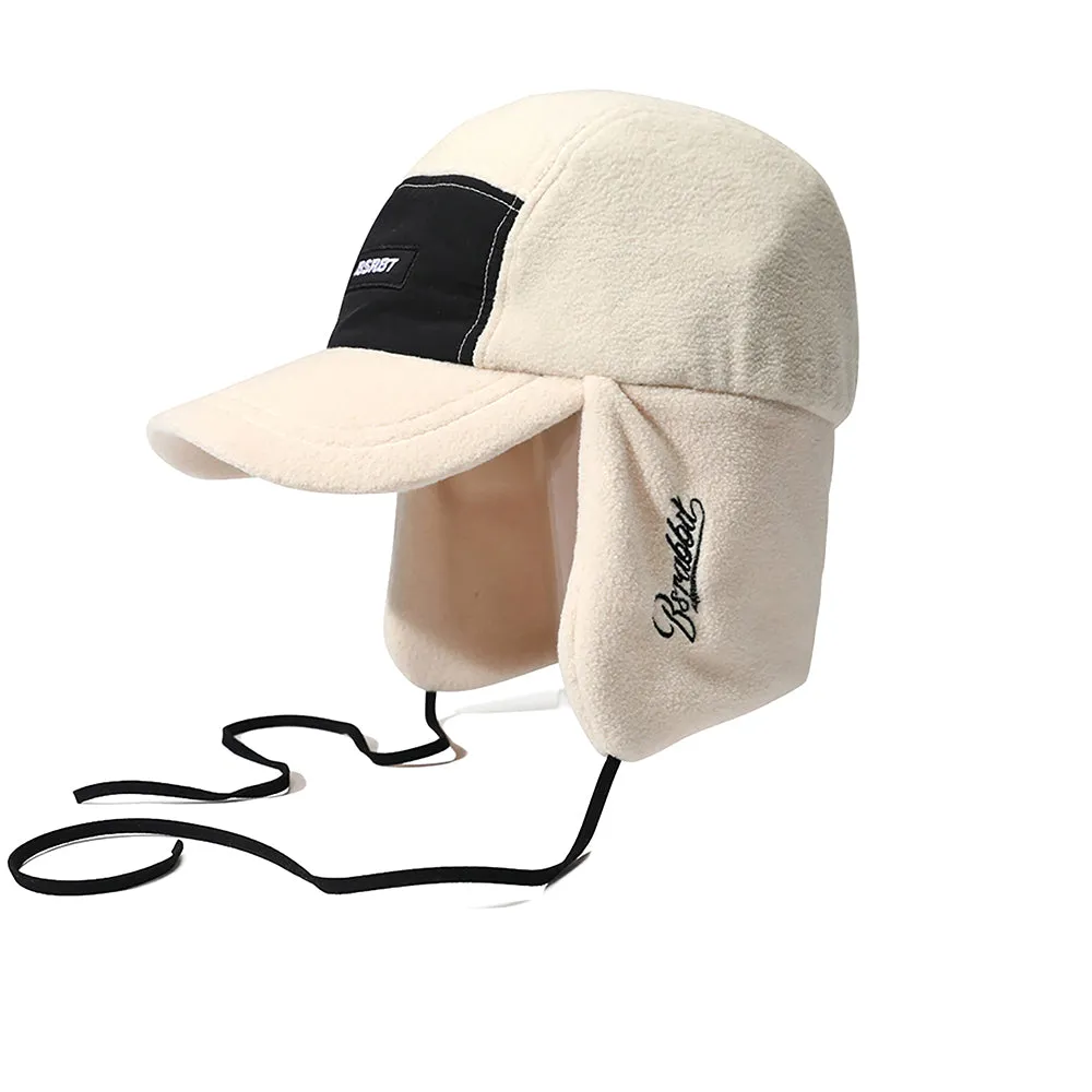 EARFLAP 5 PANEL FLEECE HAT IVORY