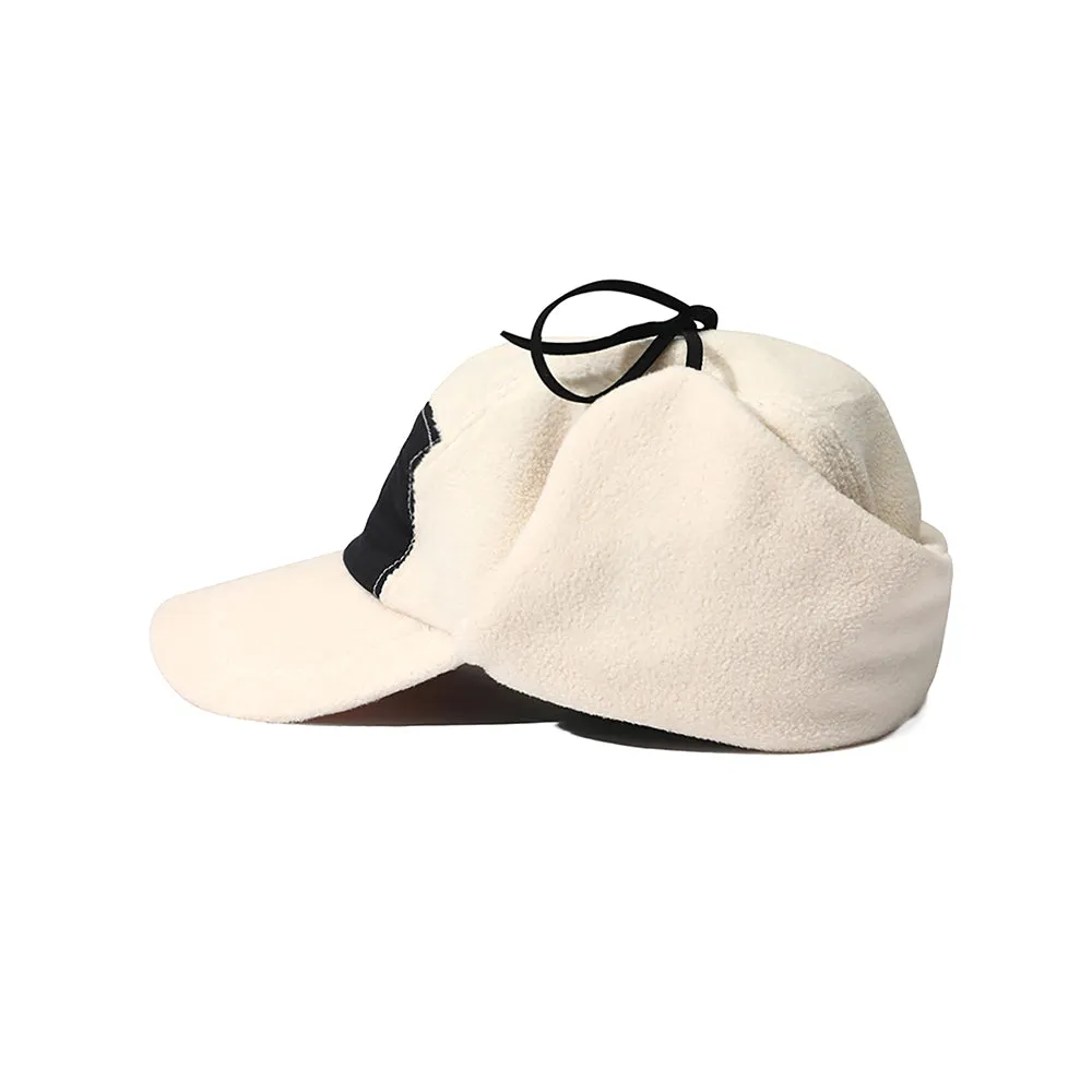 EARFLAP 5 PANEL FLEECE HAT IVORY