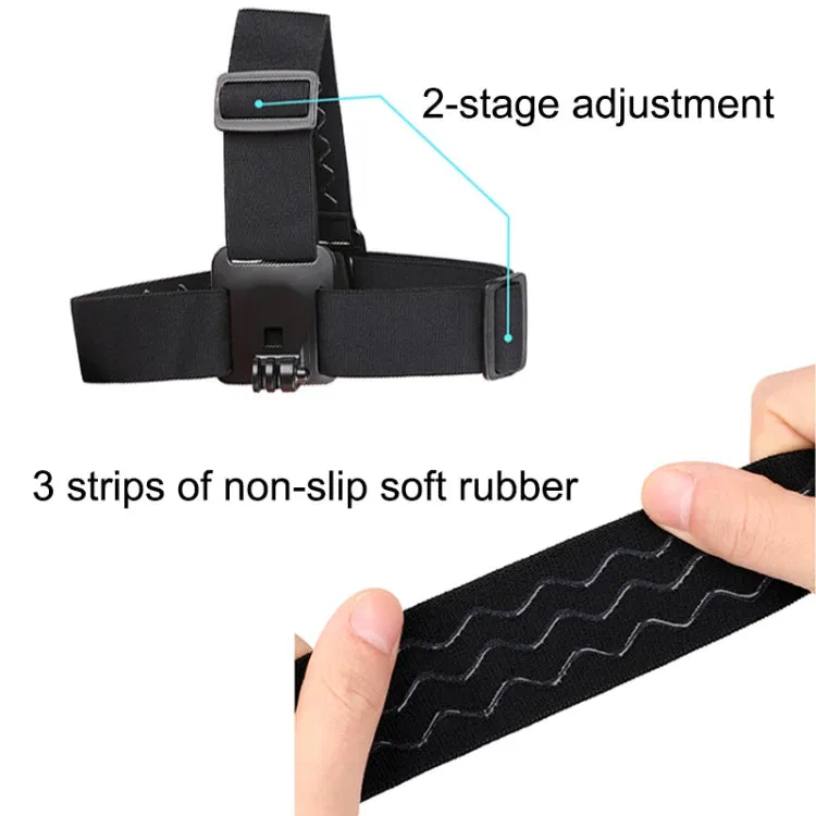 Elastic Mount Belt Adjustable Head Strap with Phone Clamp & Screw & S-type Adapter for GoPro HERO10 Black / HERO9 Black /8 /7 /6 /5, Xiaoyi and Other Action Cameras, Smarphones(Black)