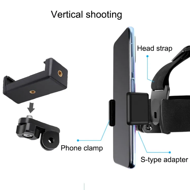 Elastic Mount Belt Adjustable Head Strap with Phone Clamp & Screw & S-type Adapter for GoPro HERO10 Black / HERO9 Black /8 /7 /6 /5, Xiaoyi and Other Action Cameras, Smarphones(Black)