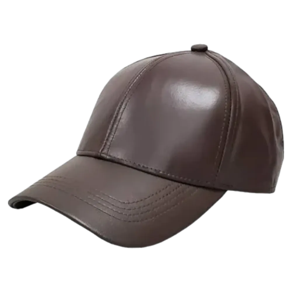 Emstate Brown Men's Genuine Cowhind Leather Adjustable Baseball Cap