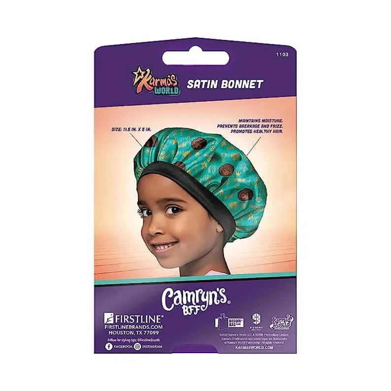 FIRSTLINE CARMYN'S BFF Karma's World Teal Karma Quotes Satin Bonnet #1103