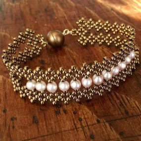 Freshwater Pearl Bracelet - Bronze, Gold or Silver