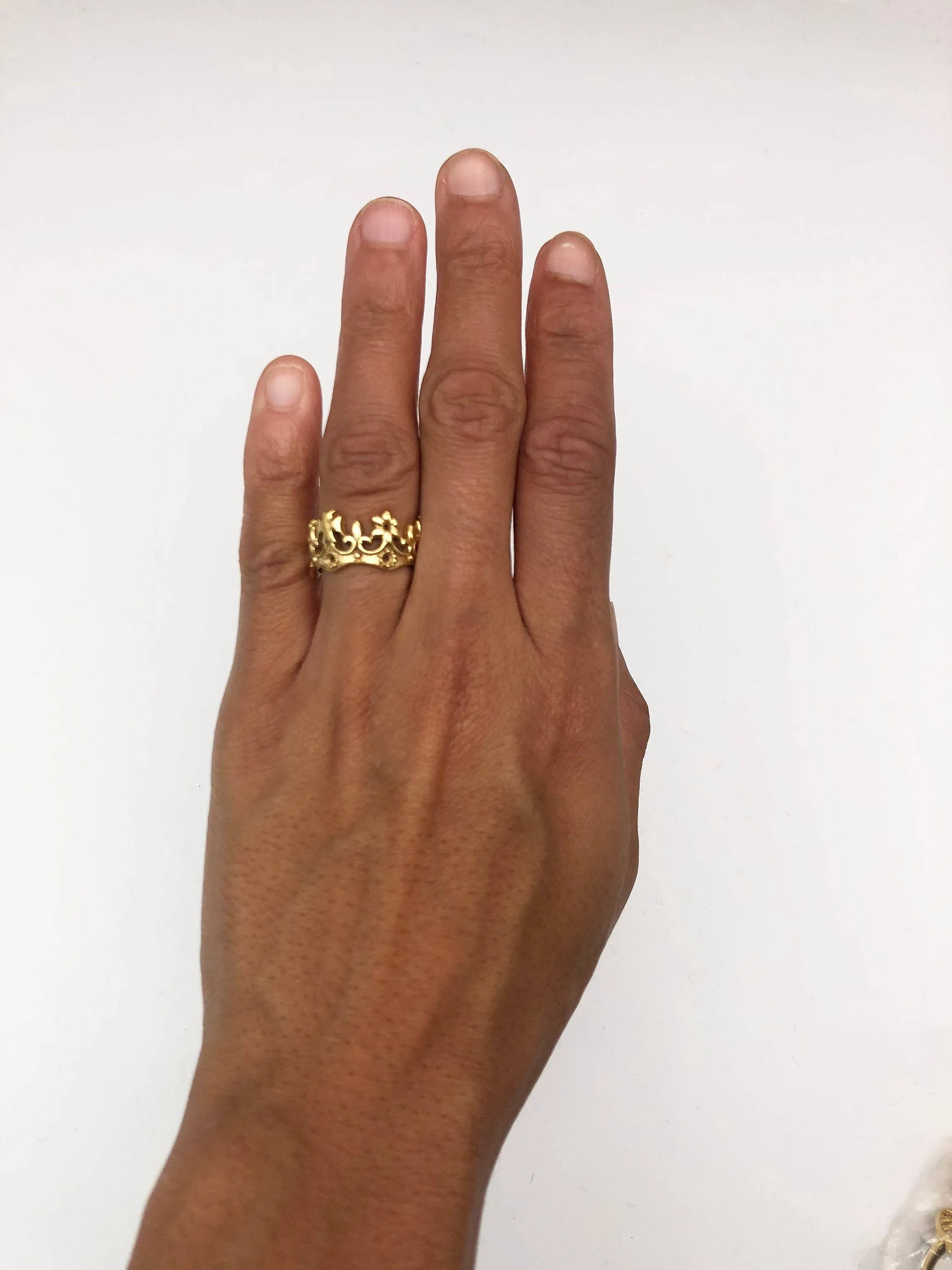 Gold Crown Ring - Gold Gothic Ring, Queen Crown Ring