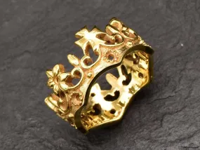 Gold Crown Ring - Gold Gothic Ring, Queen Crown Ring