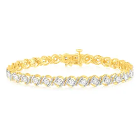 Gold Plated Sterling Silver 0.45 Carat 18cm Diamond Bracelet