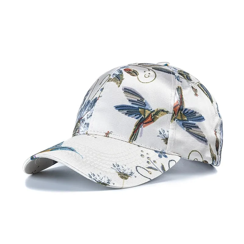 Hats For Women Fashion Flower Pattern Baseball Cap Adjustable Outdoor Female Streetwear Hat Shading Cap