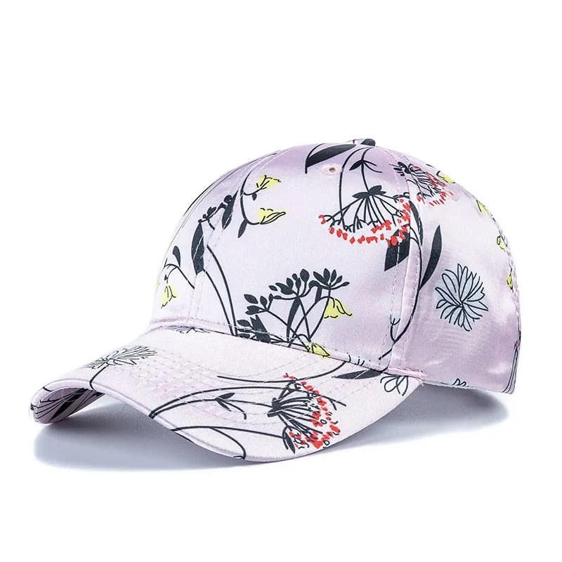 Hats For Women Fashion Flower Pattern Baseball Cap Adjustable Outdoor Female Streetwear Hat Shading Cap