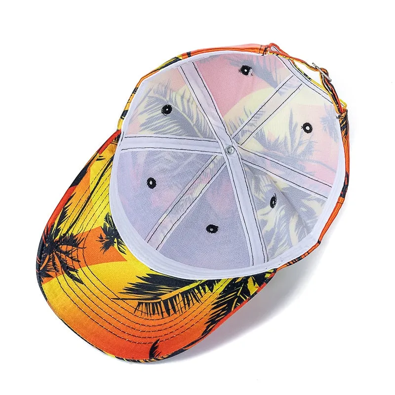 Hats For Women Fashion Flower Pattern Baseball Cap Adjustable Outdoor Female Streetwear Hat Shading Cap