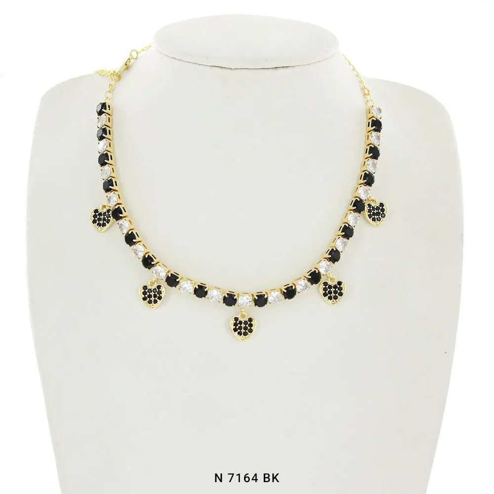Heart Charms Choker Necklace N 7164 BK