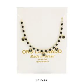 Heart Charms Choker Necklace N 7164 BK