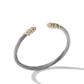 Helena Bracelet in Sterling Silver with 18K Yellow Gold and Pave Diamonds