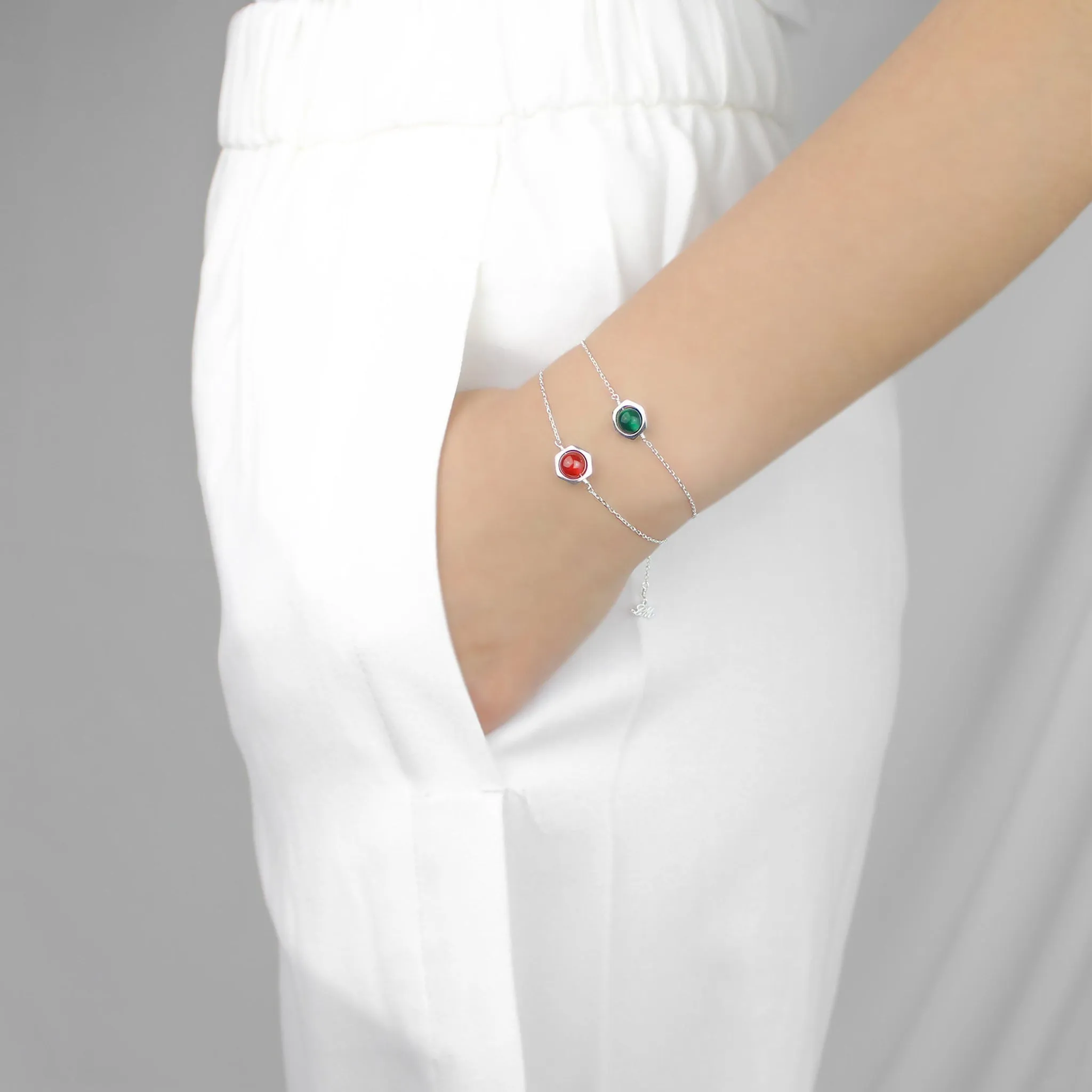 [Hexagon] Green Agate Bracelet
