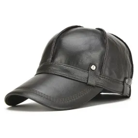 High Quality Cowhide Genuine Leather Baseball Cap Men Winter Gorras Para Hombre Snapback Casquette Winter Trucker Cap