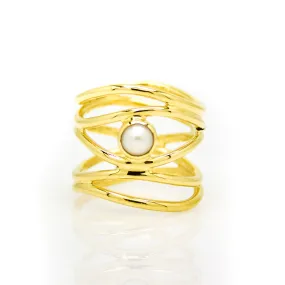 Horizontal Falls Ring Gold
