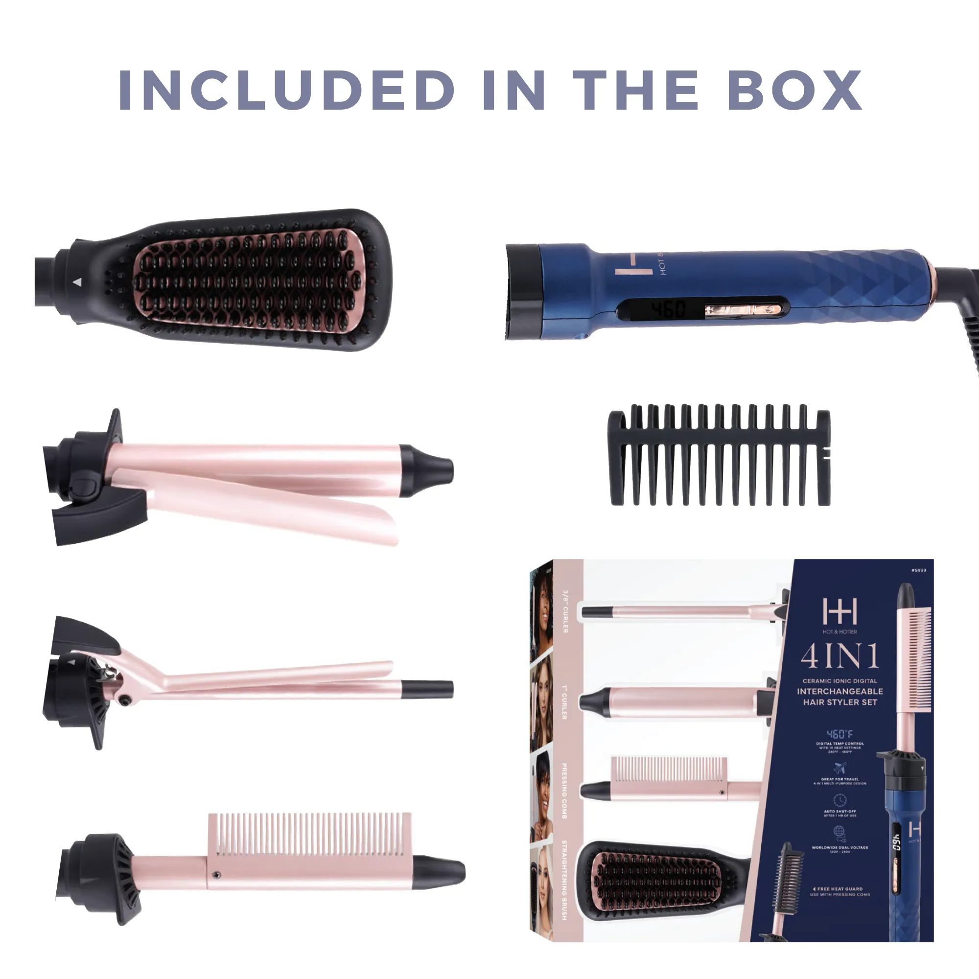 Hot & Hotter 4 in 1 Ceramic lonic Digital Interchangeable Hair Styler
