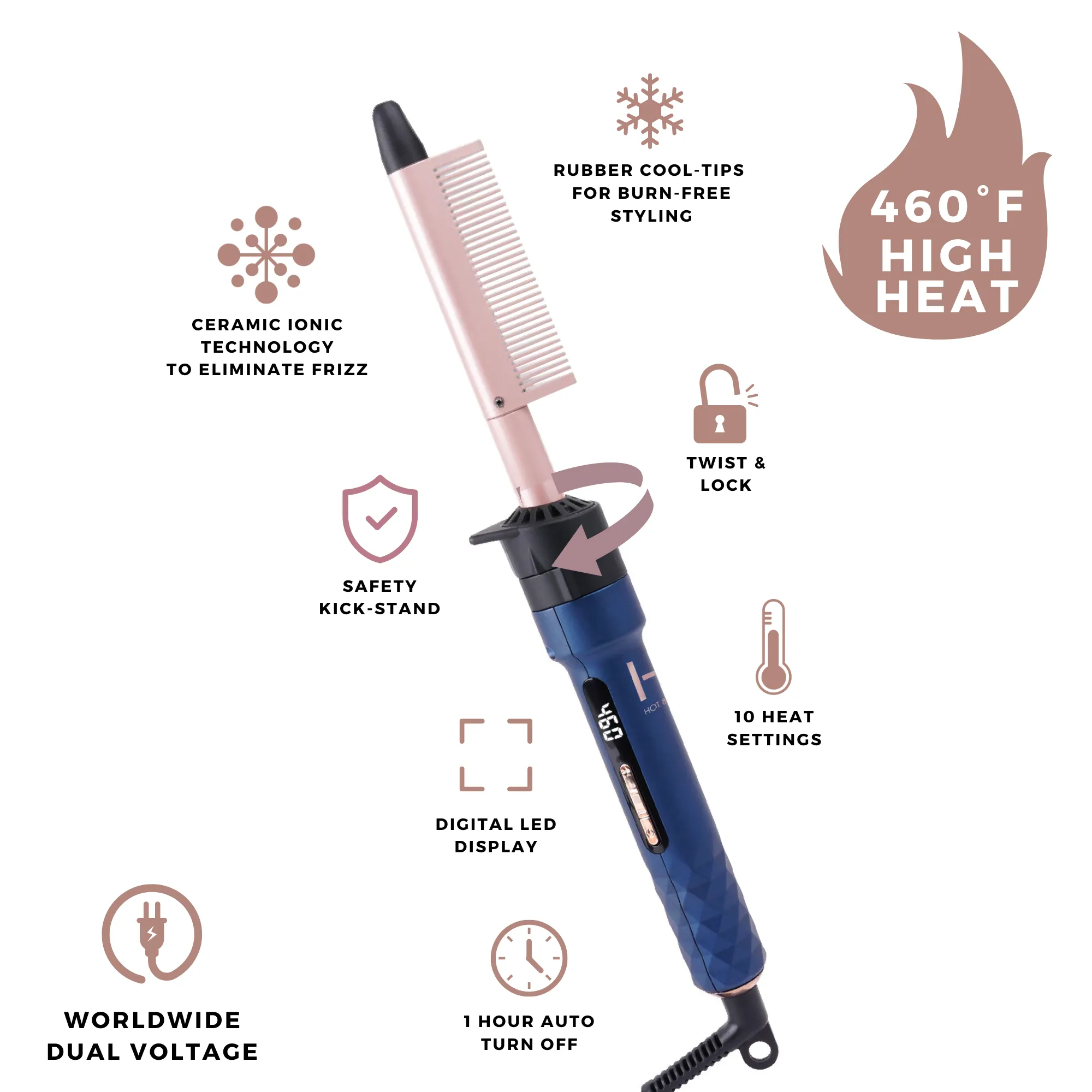 Hot & Hotter 4 in 1 Ceramic lonic Digital Interchangeable Hair Styler
